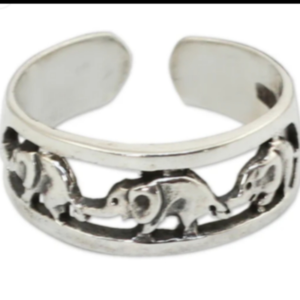 Elephant Sterling Silver Toe Ring - image 1